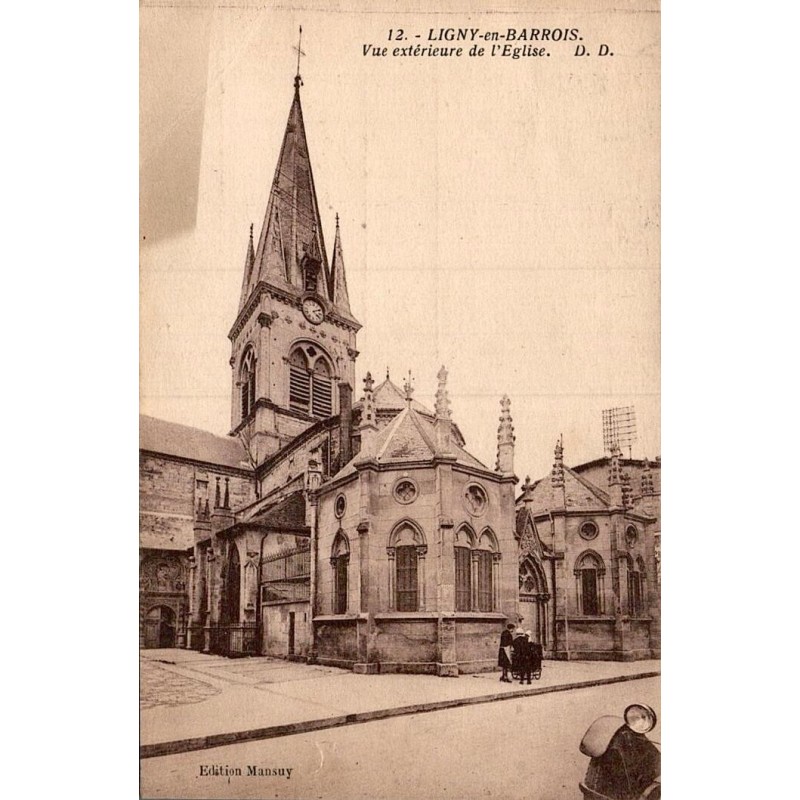 Carte postale ancienne de l’église Notre-Dame-des-Vertus à Ligny-en-Barrois.