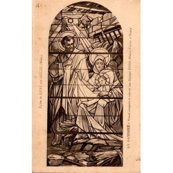 Carte postale ancienne du vitrail de la Nativité à Sivry-sur-Meuse.