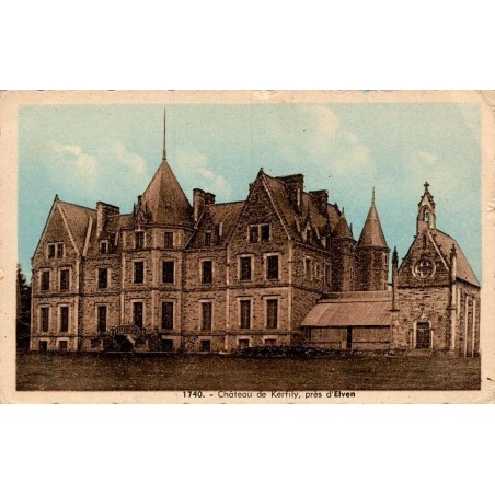 Carte postale ancienne d’Elven montrant le château de Kerfily dans le Morbihan