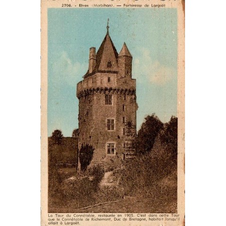 Carte postale ancienne de Vannes montrant la Tour du Connétable restaurée en 1905