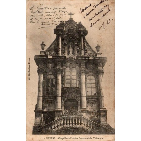Carte postale ancienne de Nevers montrant la chapelle de l’ancien couvent de la Visitation