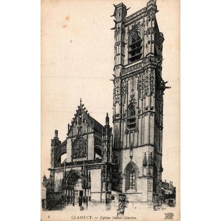 Carte postale ancienne de Clamecy montrant l’église Saint-Martin