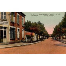 Carte postale ancienne de Fourchambault montrant la Poste avenue Jean Jaurès
