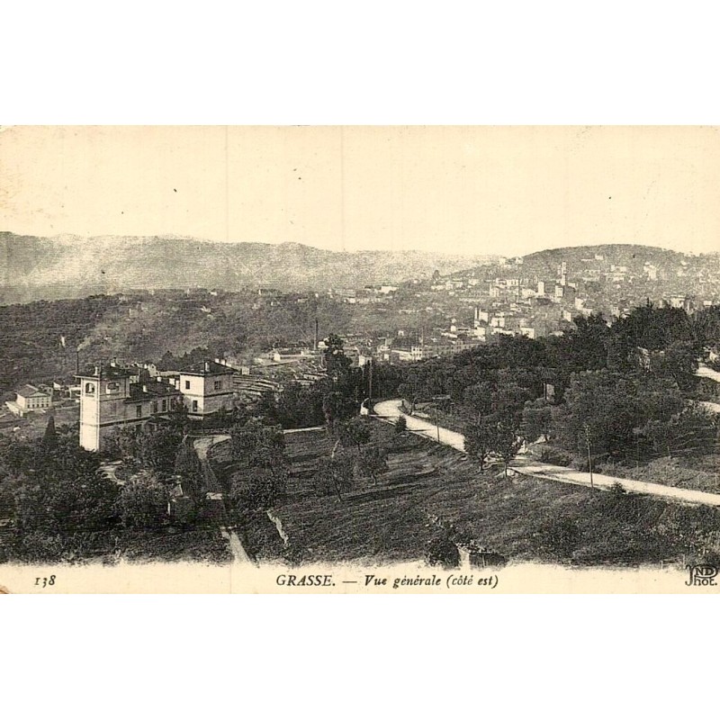 Reproduction de carte postale ancienne Grasse vue générale côté Est Collection Cartes d'Autrefois Alpes-Maritimes
