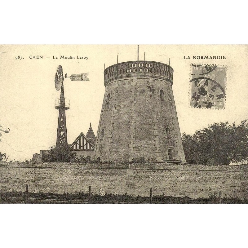 Reproduction de carte postale ancienne Caen Le Moulin Leroy Collection Cartes d'Autrefois Calvados