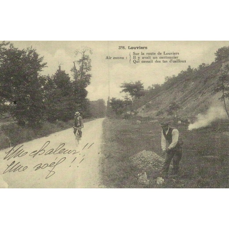Reproduction de carte postale ancienne Louviers Chanson du Cantonnier Collection Cartes d'Autrefois Eure