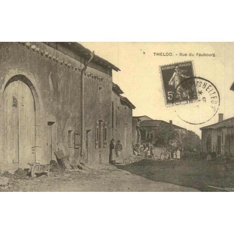 Reproduction de carte postale ancienne Thélod rue du Faubourg Collection Cartes d'Autrefois Meurthe-et-Moselle