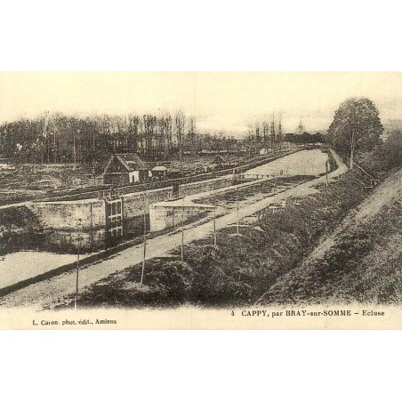 Reproduction de carte postale ancienne Cappy écluse vallée de la Somme Collection Cartes d'Autrefois Picardie