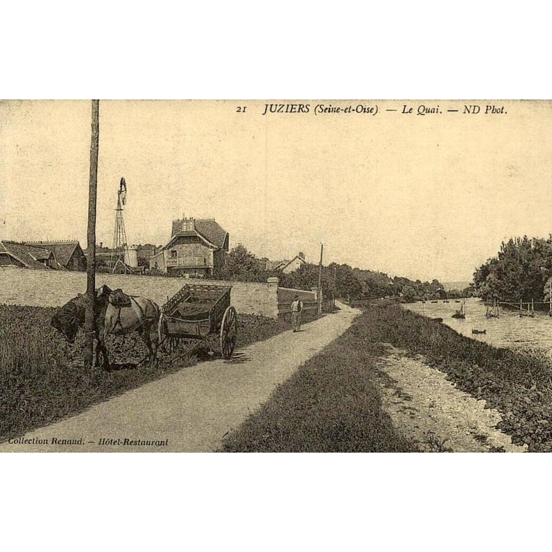 Reproduction de carte postale ancienne Juziers Le Quai Collection Cartes d'Autrefois Seine-et-Oise