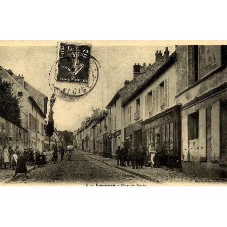 Reproduction de carte postale ancienne Louvres rue de Paris Collection Cartes d'Autrefois Seine-et-Oise