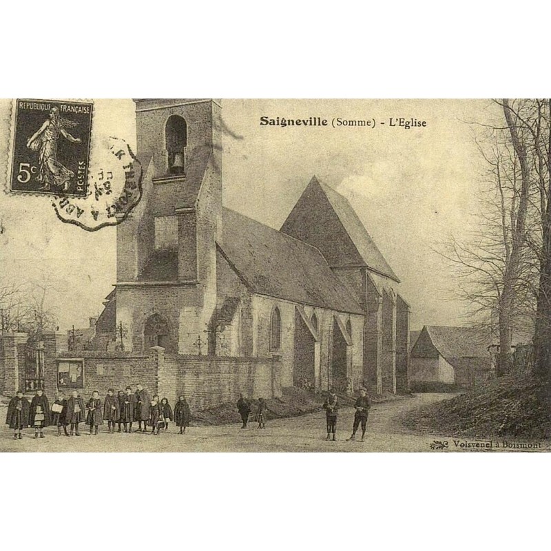 Reproduction de carte postale ancienne Saigneville l'église Collection Cartes d'Autrefois Somme