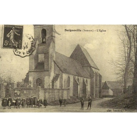Reproduction de carte postale ancienne Saigneville l'église Collection Cartes d'Autrefois Somme