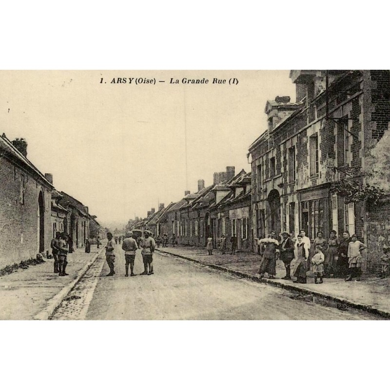 Reproduction de carte postale ancienne Arsy la Grande Rue Collection Cartes d'Autrefois Oise
