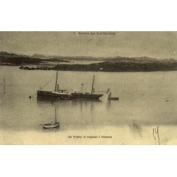 Reproduction de carte postale ancienne yacht à vapeur Ondine service des îles Chausey Collection Cartes d'Autrefois Manche