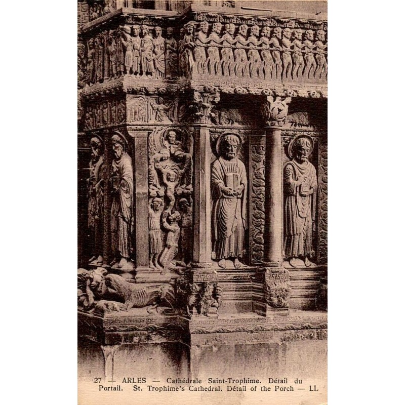 Carte postale ancienne Arles – Cathédrale Sainte-Trophime, détail du portail