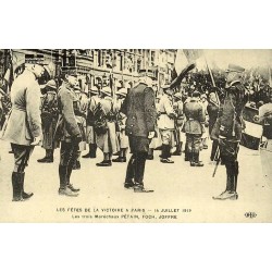 Reproduction de carte postale ancienne Fêtes de la Victoire Paris 14 juillet 1919 Pétain Foch Joffre