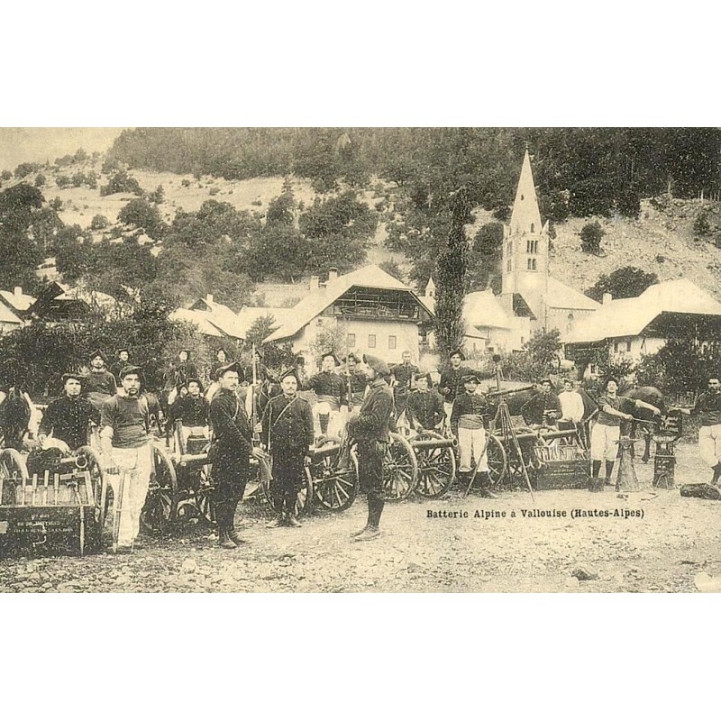 Reproduction de carte postale ancienne batterie alpine à Vallouise Collection Cartes d'Autrefois Hautes-Alpes