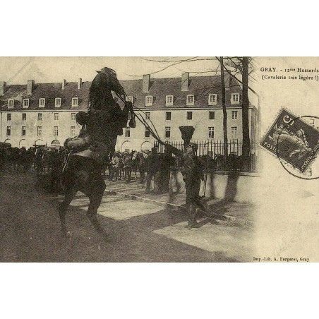 Reproduction de carte postale ancienne Gray 12e hussards cavalerie très légère Collection Cartes d'Autrefois Haute-Saône