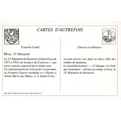 Gray - Reproduction Carte Ancienne Collection Cartes d'Autrefois 12e Hussards Cavalerie Très Légère