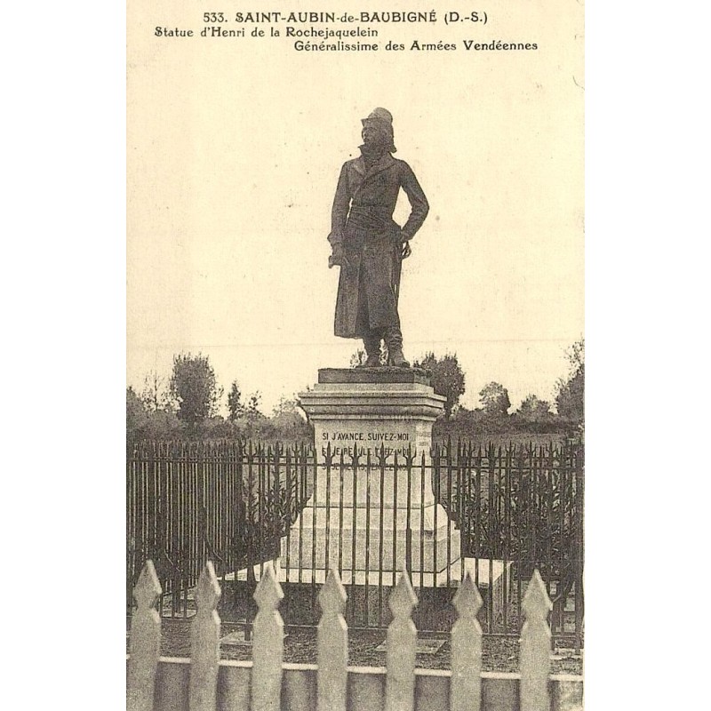 Reproduction de CPA  Saint-Aubin-de-Baubigné statue de La Rochejaquelein Collection Cartes d'Autrefois Deux-Sèvres