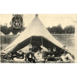 Reproduction de carte postale ancienne Camp de Châlons tente de soldats Collection Cartes d'Autrefois Marne
