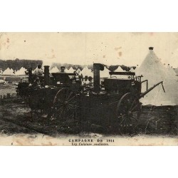 Reproduction de carte postale ancienne campagne de 1914 les cuisines roulantes Collection Cartes d'Autrefois Grande Guerre