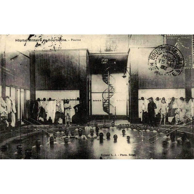 Reproduction de carte postale ancienne Bourbonne-les-Bains Hôpital militaire piscine Collection Cartes d'Autrefois Haute-Marne