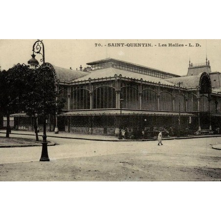 Reproduction de carte postale ancienne Saint-Quentin Les Halles Collection Cartes d'Autrefois Aisne