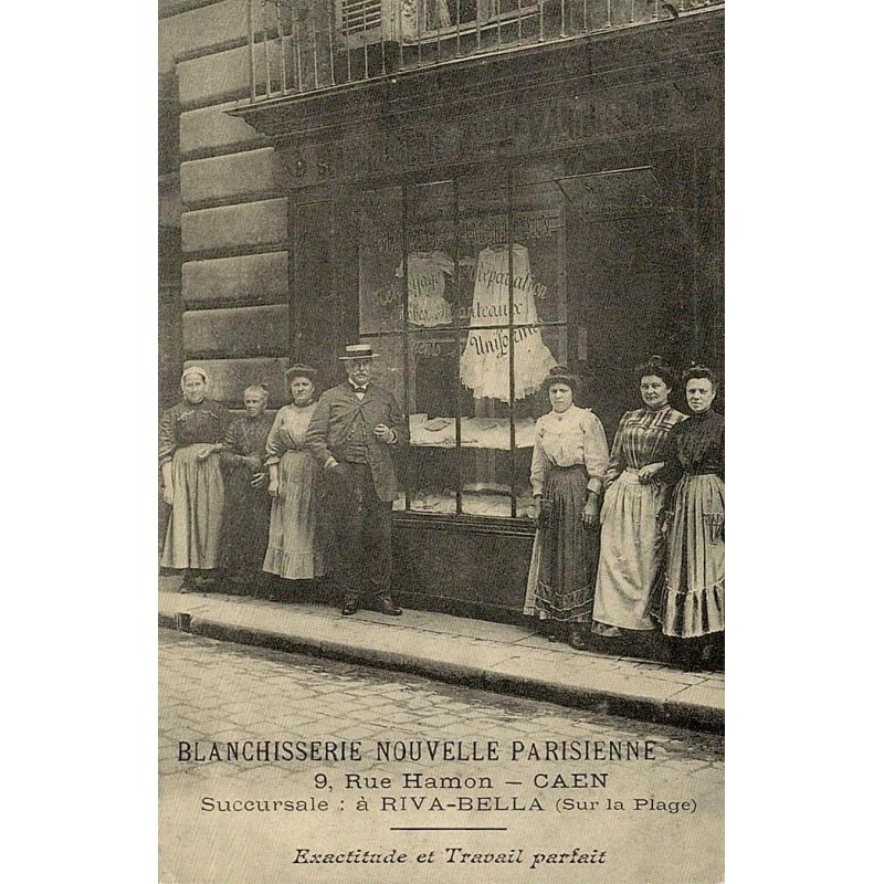 Reproduction de carte postale ancienne Caen Blanchisserie Nouvelle Parisienne Collection Cartes d'Autrefois Calvados