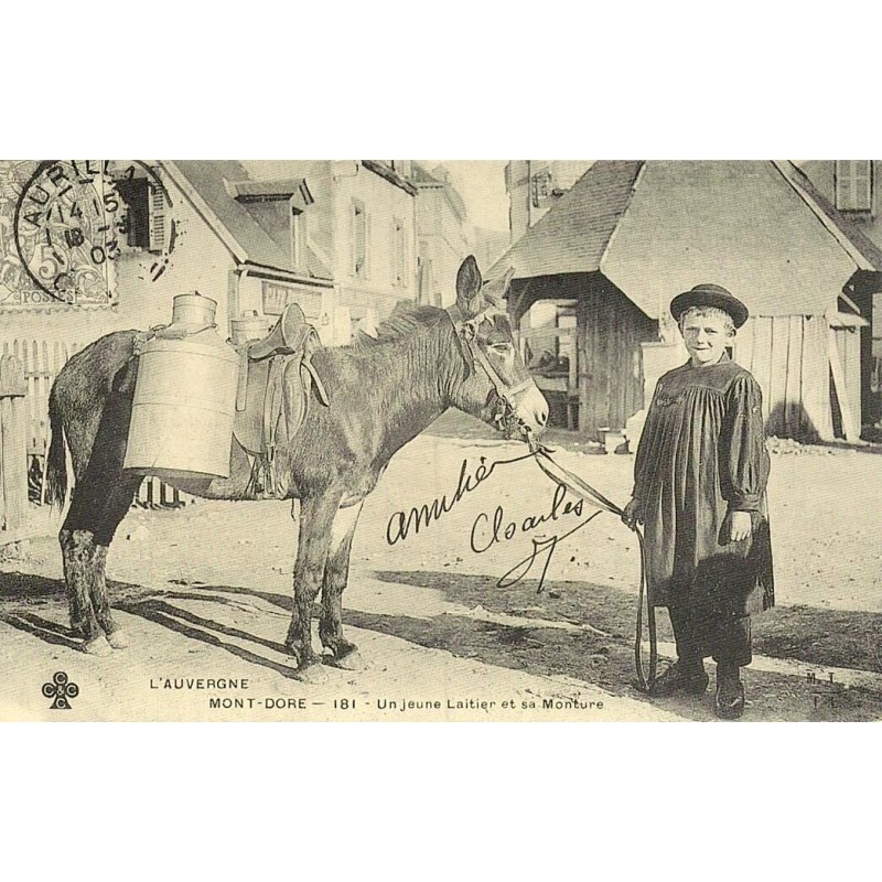 Le Mont-Dore jeune laitier et sa monture reproduction carte ancienne Collection Cartes d'Autrefois
