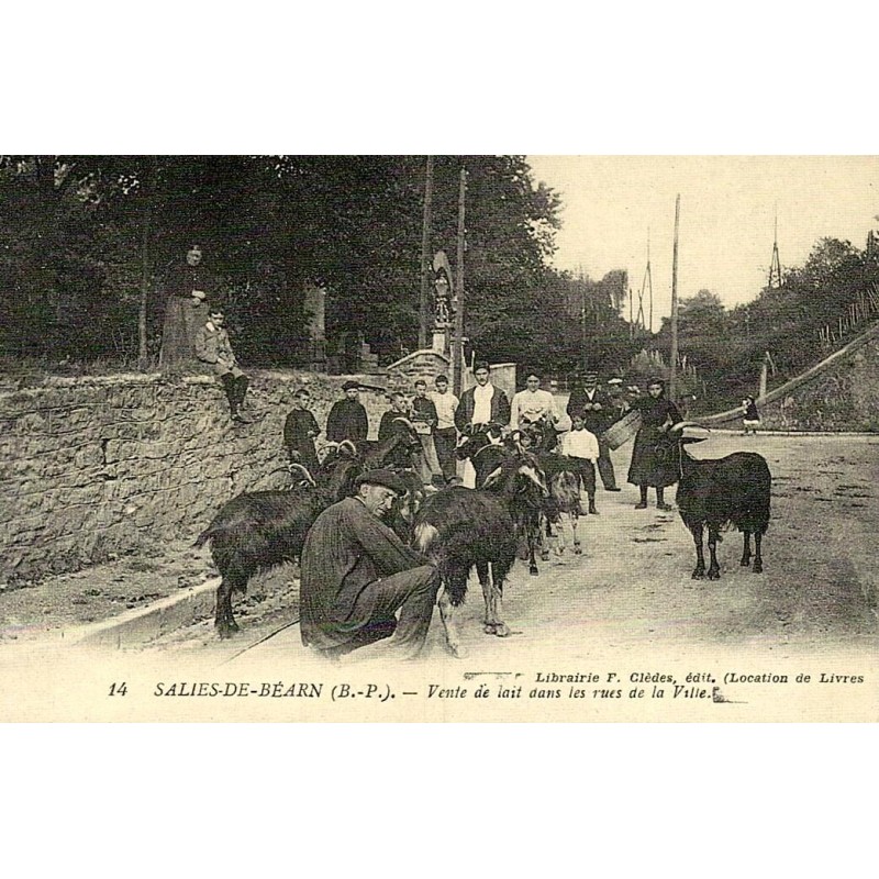 Salies-de-Béarn vente de lait reproduction carte ancienne Collection Cartes d'Autrefois