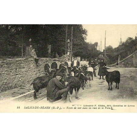 Salies-de-Béarn vente de lait reproduction carte ancienne Collection Cartes d'Autrefois