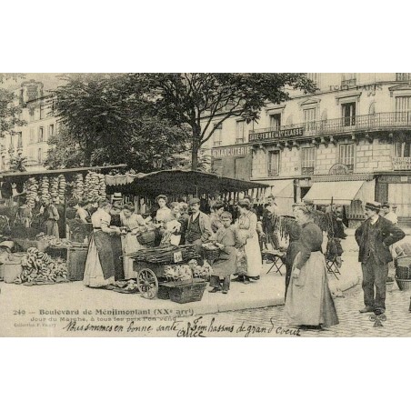Paris boulevard de Ménilmontant jour du marché reproduction carte ancienne Collection Cartes d'Autrefois