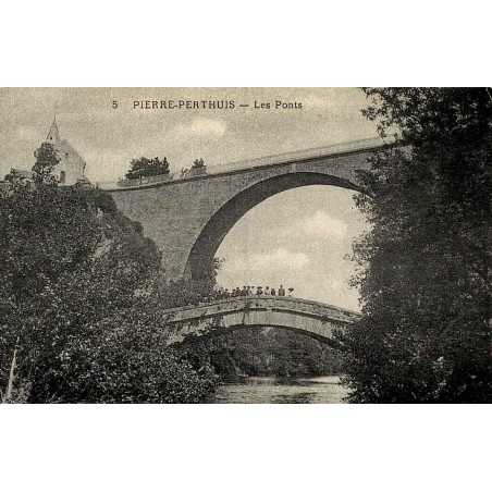 Pierre-Perthuis les ponts reproduction carte ancienne Collection Cartes d'Autrefois