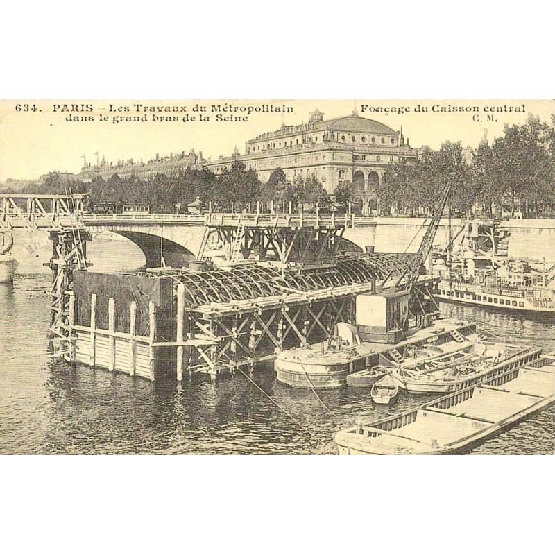 Paris travaux du métropolitain Seine reproduction carte ancienne Collection Cartes d'Autrefois