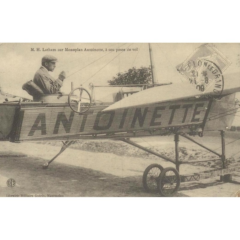 Hubert Latham monoplan Antoinette reproduction carte ancienne Collection Cartes d'Autrefois