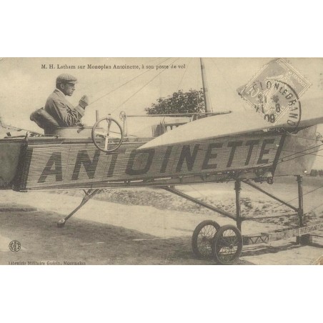 Hubert Latham monoplan Antoinette reproduction carte ancienne Collection Cartes d'Autrefois