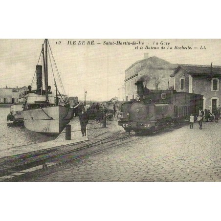 Saint-Martin-de-Ré gare et bateau de La Rochelle reproduction carte ancienne Collection Cartes d'Autrefois