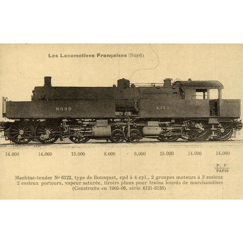 Locomotive française réseau du Nord reproduction carte ancienne Collection Cartes d'Autrefois