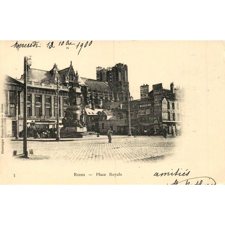 Reims Place Royale reproduction carte ancienne Collection Cartes d'Autrefois