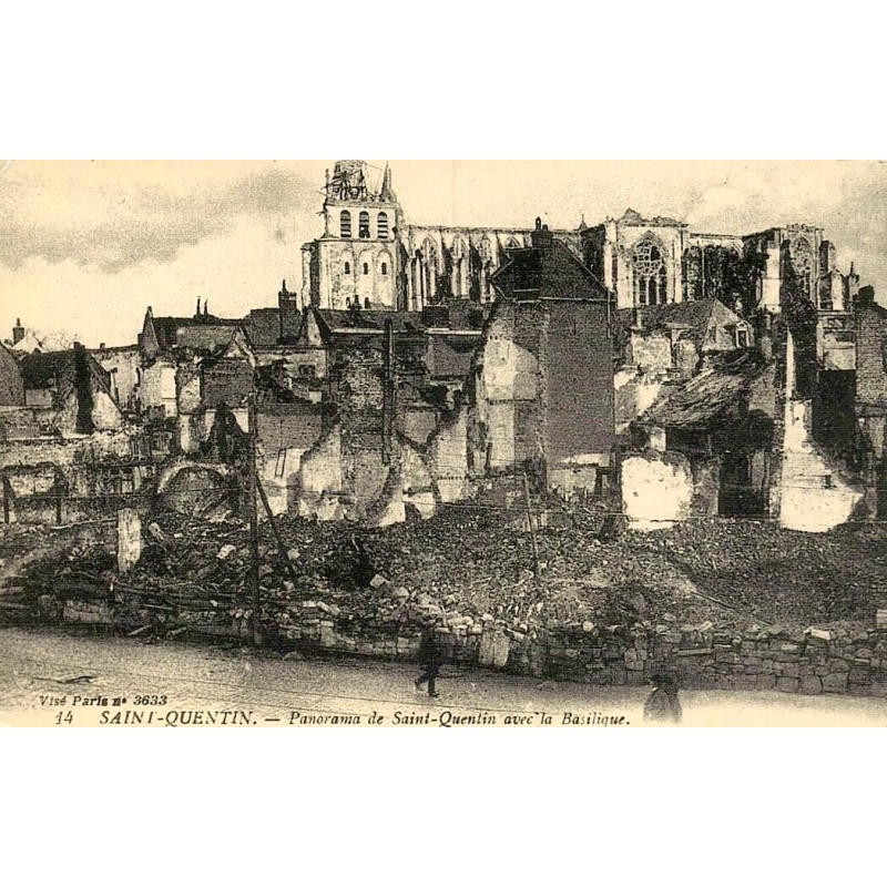 Saint-Quentin panorama avec basilique reproduction carte ancienne Collection Cartes d'Autrefois