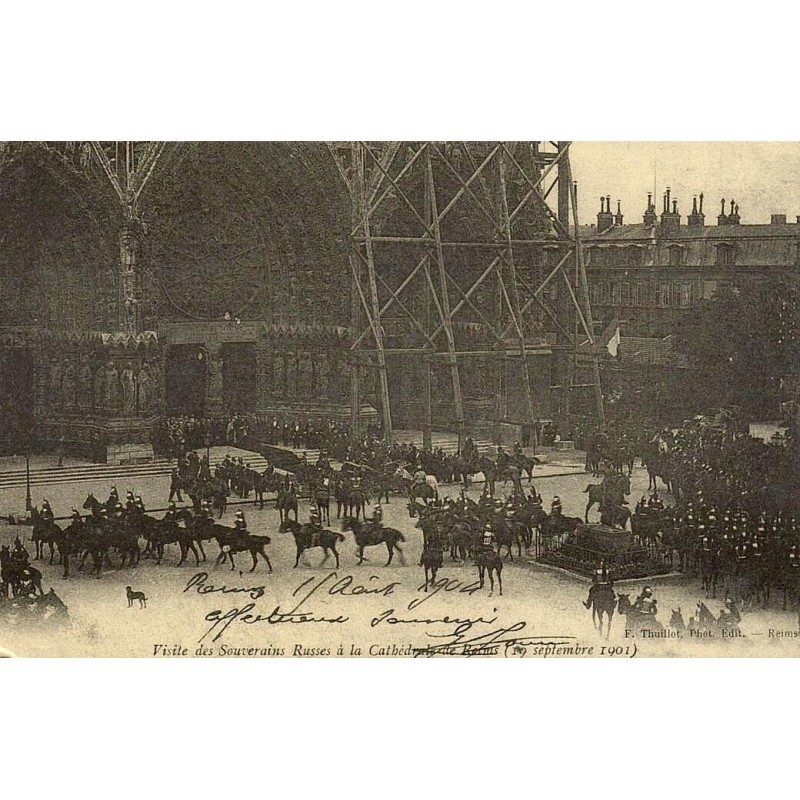 Reims visite des souverains à la cathédrale reproduction carte ancienne Collection Cartes d'Autrefois