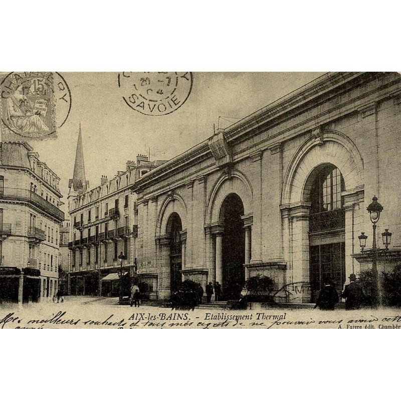 Aix-les-Bains établissement thermal reproduction de carte postale ancienne Collection Cartes d'Autrefois