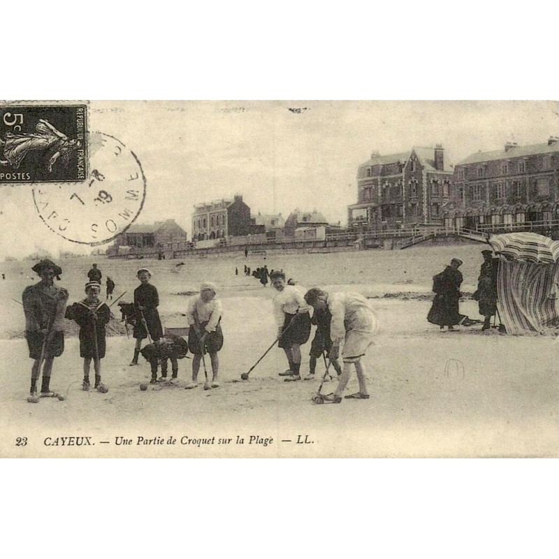 Cayeux-sur-Mer une partie de croquet sur la plage reproduction de carte postale ancienne Collection Cartes d'Autrefois
