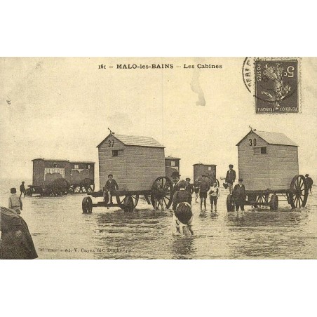Malo-les-Bains les cabines reproduction de carte postale ancienne Collection Cartes d'Autrefois