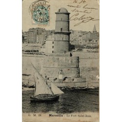 Carte postale ancienne du Fort Saint-Jean à Marseille sur le vieux port