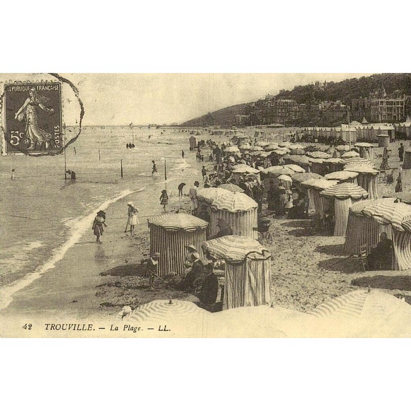 Trouville-sur-Mer - Reproduction Carte Ancienne La Plage