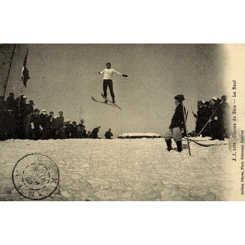 Course de skis le saut reproduction de carte postale ancienne Collection Cartes d'Autrefois