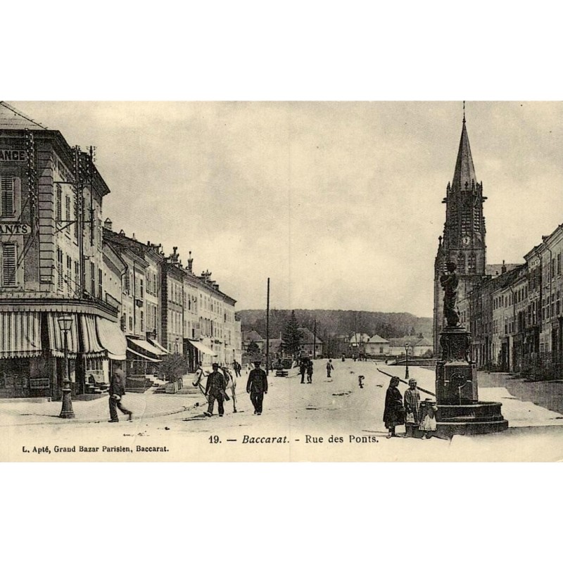 Baccarat rue des Ponts reproduction de carte postale ancienne Collection Cartes d'Autrefois