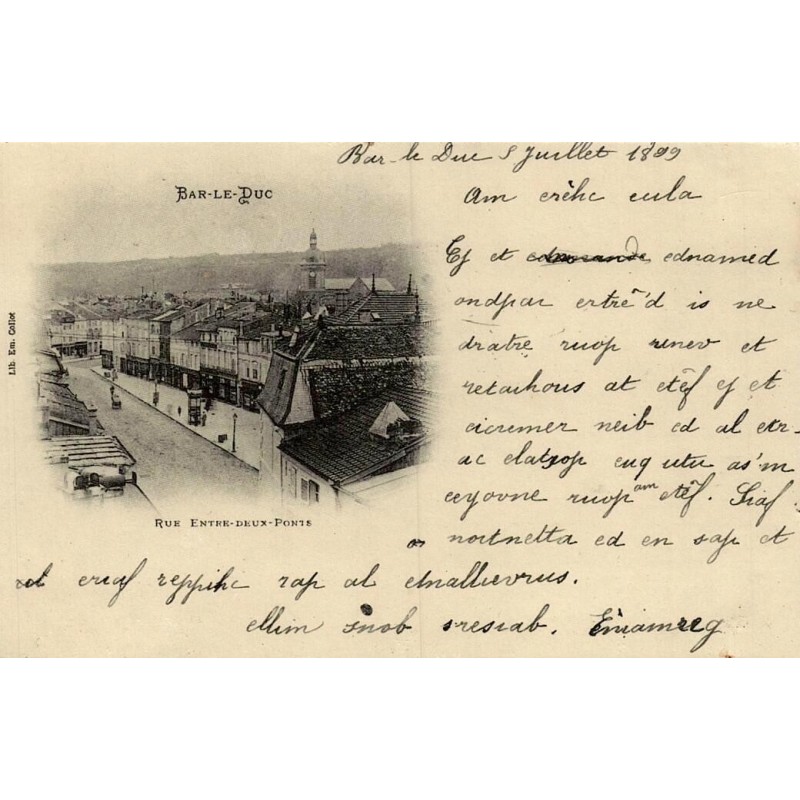 Bar-le-Duc rue Entre-Deux-Ponts reproduction de carte postale ancienne Collection Cartes d'Autrefois